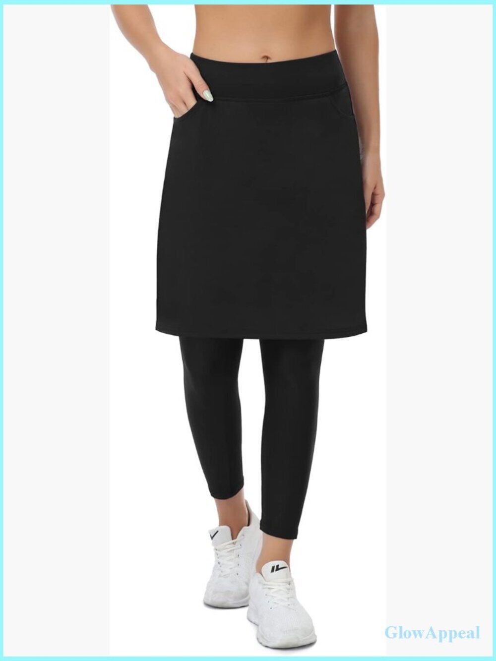 Knee Length Tennis Skort with Inner Shorts & Pockets Active Golf Skirt